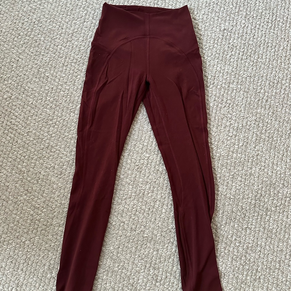 Women's Burgundy High-Waisted Leggings